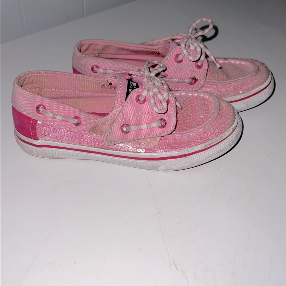 Girls pink sequin Sperry Top Siders
